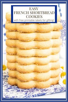 easy french shortbread cookies with free printable labels for gifting