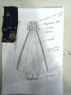 a drawing of a dress on top of a piece of paper