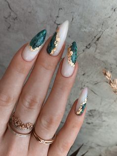 Elvish Nail Art, Geode Nails, Witchy Nails, Edgy Nails, Pretty Nail Art Designs, Pretty Nail Art