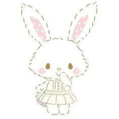 a paper cutout of a bunny with a dress and bowtie on it's head