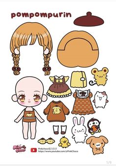 the paper doll is made to look like it has many different outfits and hair styles