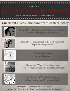 an info sheet describing the history of scavenger hunt and how to use it