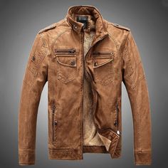 This FZ Men's Casual Motorcycle PU Leather Jacket combines style and fashion for the perfect casual look. Crafted with high-quality PU leather, this jacket is a must-have for any motorcycle enthusiast. The sleek design and durable material ensure long-lasting wear, making it a practical and stylish addition to any wardrobe. Gender: MEN Item Type: Outerwear & Coats Outerwear Type: JACKETS Material: COTTON Material: POLYESTER Clothing Length: regular Style: Casual Collar: stand Pattern Type: Solid Cuff Style: CONVENTIONAL Closure Type: zipper Lining Material: POLYESTER Thickness: Fleece Detachable Part: none Type: regular Hooded: No Washed Leather Jacket, Celana Kargo, Winter Leather Jackets, Pu Leather Jacket, Lambskin Leather Jacket, Men's Leather Jacket, Winter Jacket Men, Mens Winter Fashion, Leather Jacket Men