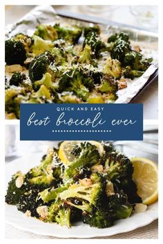 broccoli and cauliflower on a plate with the words quick and easy