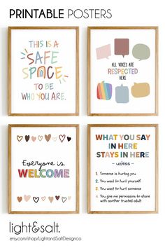 four printable posters with different sayings for children's room or playroom