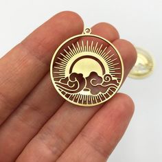 2pcs Raw Brass Round Cloud Sun Rainbow Charm Pendant Circle | Etsy Sun Jewelry, Laser Cut Earrings, Laser Cut Jewelry, Crescent Moon Necklace, Moon Jewelry, Homemade Jewelry, Brass Jewelry, Brass Earrings