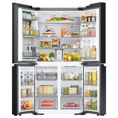 an open refrigerator filled with lots of food