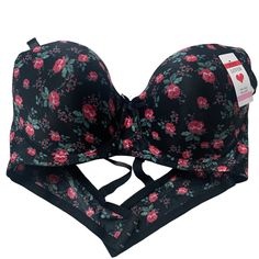 Pink Lover Rose Garden Push Up Bra New With Tag Size: 42dd Molded Cups Underwire Push Up Adjustable Straps Hook And Eye Closure Colors: Black And Pink !!! Bundle And Save On Shipping !!! Smke Free Hme 100923 Goddess Bras, Front Clasp Bra, Maidenform Bras, Small Bra, Padded Bralette, Black Lace Bralette, Plus Size Bra, Black Bralette, Black Sports Bra