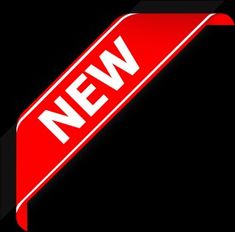 a red sign with the word new on it in white lettering over a black background