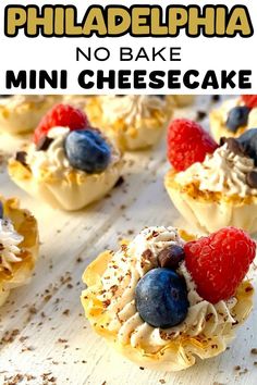 no bake mini cheesecakes with fruit on top