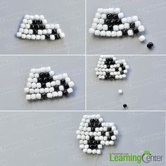 how to make the bead pattern for an arcade pac - man necklace with black and white beads