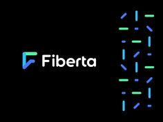 the logo for fiberta is shown in blue and green colors on a black background