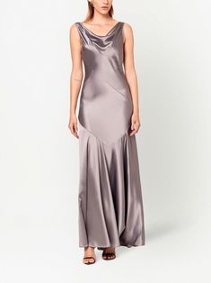 Nicholas Senie Satin Maxi Dress - Farfetch Purple Gown, Heather Purple, Designer Evening Gowns, City Dress, Designer Drapes, Purple Satin, Satin Gown, Satin Maxi, Satin Maxi Dress