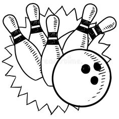 a bowling ball crashing into the pins with its skittles on it's back