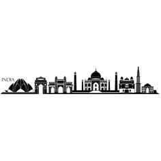 the india skyline in black and white