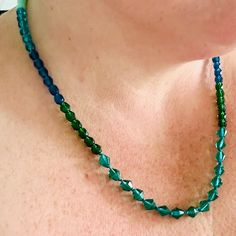 Multi-colored Gemstone Necklace. Vibrant Blue Green and Teal - Etsy Beads Long Necklace, Teal Necklace, Walla Walla, Green Beads, Jewellery Ideas, Silk Cord, Beads Handmade, Cute Sets, Blue Necklace