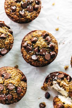 chocolate chip muffins with ice cream and chocolate chips