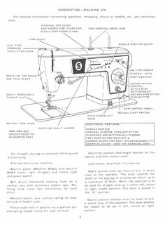 an instruction manual for a sewing machine with instructions on how to use the sewing machine