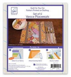 quilt as you go pattern set of 6 venice placemats