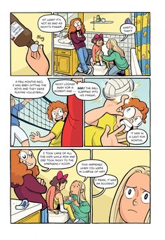 a comic strip with people in the bathroom