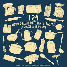 an image of kitchen utensils in vintage style