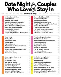 the date night for couples who love to stay in info sheet with text overlay