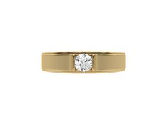 a yellow gold ring with a single diamond