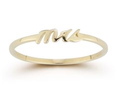 Make it official with this sweet script ring in shiny 14K gold. From Luminosa Gold. Mrs Ring, Make It, Jewelry Rings, Ring, Gold, Jewellery Rings