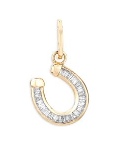 Adina Reyter 14K Yellow Gold Diamond Baguette Horseshoe Pendant Vanessa Bryant, Adina Reyter, Horseshoe Pendant, Diamond Baguette, Baguette Diamond, Yellow Diamond, Gold Pendant, Pendant Jewelry, Womens Jewelry Necklace