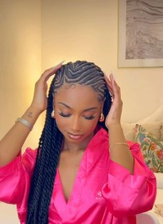 Fulani Twist Braids, Cornrows With Twists In The Back, Braids Ponytail For Black Women, Fulani Twist, Hair Styles Quick, Trending Cornrows, Long Cornrows, Hairstyles Long Hair, Cornrows Natural Hair