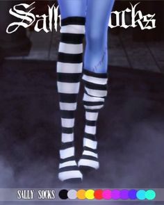 the legs and ankles of a woman in striped stockings