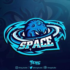 the space logo is blue and has an octopus in it's mouth with water around it