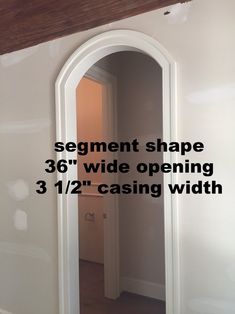 an arched doorway with the words segment shape 3 / 6 wide opening 3 / 12 - casing width