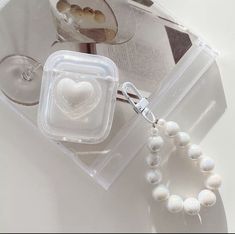 Airpods 2, Grace To You, 3d Heart, Pearl Heart, Air Pods, Airpods Case, White Bow, Earphone Case, Chic Accessories