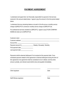 the payment agreement for an apartment is shown in this document