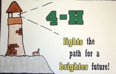 a drawing of a lighthouse with the words 4 - h lights the path for a brighter future