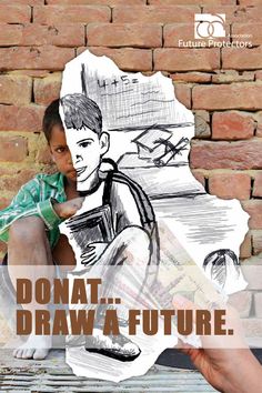 a drawing of a boy sitting on a bench with the words, don't draw a future