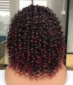 Burgundy Curly Wig, Bangs For Black Women, Curly Wig With Bangs, Ombre Burgundy, Black Red Hair, Wig Black, Red Hair Inspo