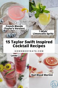 different types of cocktails with text overlay