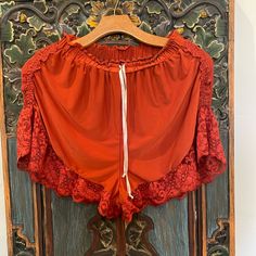 These Were Most Likely A Sample And Do Not Have Any Tags Whatsoever. They Are Really Soft With A Sexy Lace Detail. Fits S-M Drawstring Elastic Waistband. Red Lace Trim Summer Bottoms, Reddish Orange, Sleep Shorts, Orange Red, Lace Detail, Women's Intimates, S S, Pajamas, Sleep