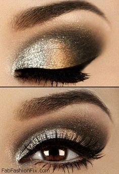 Eyes Broken Makeup, Gold Eye Makeup Tutorial, Gold Eye Makeup, Makeup Tip, Makeup Pallets, Smink Inspiration, Beauty Make-up, Makijaż Smokey Eye