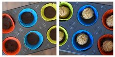 there are several cupcakes in the muffin tins