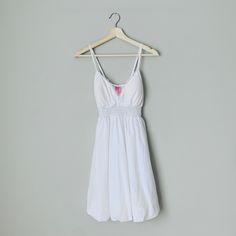 - 100% Cotton - Lined - Elastic Waist - Adjustable Spaghetti Straps - Padded Bra Cups - Lace Along V-Neck - Bubble Bottom Hem - Length: 35” From Top Of Shoulder To Hem, Laying Flat - New Without Tag White Cotton Sundress With Spaghetti Straps, White Lined Sundress With Spaghetti Straps, White Sundress With Spaghetti Straps And Lining, White Sundress With Spaghetti Straps For Daywear, White Cotton Midi Dress With Spaghetti Straps, White Long Sleeves, Satin Corset Dress, Geometric Dress, Midi Dress Formal