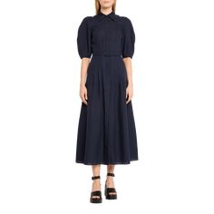 Gabriela Hearst "Maude" shirtdress with topstitch boning detail  Point collar; concealed button front Structured elbow-length short sleeves Detachable self-belt Midi length A-line silhouette Cotton Made in Italy Short Sleeve Midi Dress With Placket For Workwear, Formal Knee-length Midi Dress With Placket, Formal Collared Midi Dress With Placket, Elegant Collared Shirt Dress With Cuffed Sleeves, Short Sleeve Workwear Dresses With Placket, Evening Midi Dress With Short Sleeves And Buttons, Elegant Collared Dresses With Cuffed Sleeves, Fitted Short Sleeve Midi Dress With Placket, Fitted Midi Dress With Placket And Short Sleeves