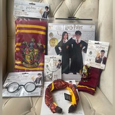 harry potter costume and accessories are on display