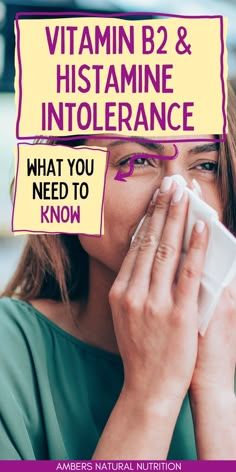 Woman wiping her nose due to histamine symptoms caused by a vitamin B2 deficiency. Histamine Intolerance Diet, Low Histamine Recipes, Histamine Foods, Low Histamine Foods, Histamine Diet, Mthfr Gene