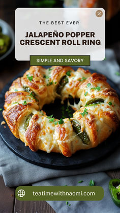 Turn up the heat with this Jalapeño Popper Crescent Roll Ring! Flaky crescent rolls are filled with creamy cheese, spicy jalapeños, and crispy bacon, creating a perfect appetizer for parties, game day, or family gatherings. Easy to make, impossible to resist! 🌶️🧀 What’s your favorite dip to pair it with?
#JalapenoPopperRing #CrescentRollRecipes #SpicyAppetizers #GameDayFood #PartyFavorites