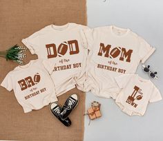 three t - shirts that say, do it for the birthday boy