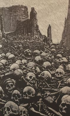 an image of a bunch of skulls on the ground