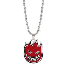 Demon Flame Face Pendant Necklace Red Metal Enamel Neck Chain Necklace Men Chain Necklace Men, Necklaces Chain, Face Pendant, Necklace Men, Mens Jewelry Necklace, Necklace Red, Neck Chain, Halloween Earrings, Mens Accessories Jewelry